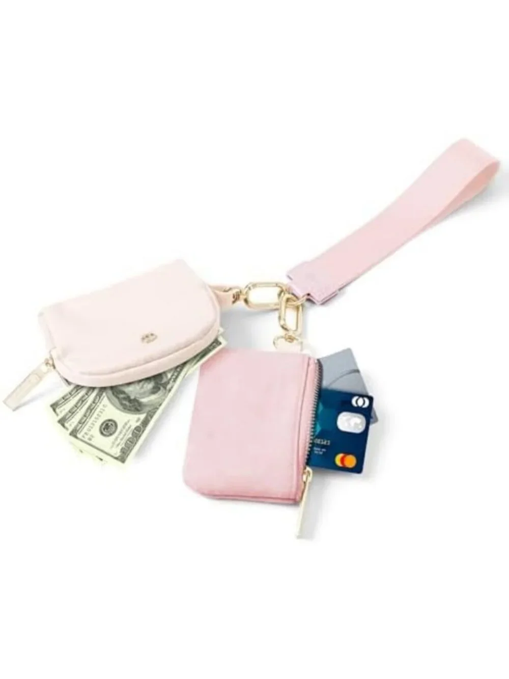 Mini Zip Around Wristlet Wallet for Women - Detachable Keychain Coin Purse